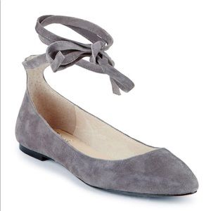 Vince Camino Gray Ankle Tie Flats